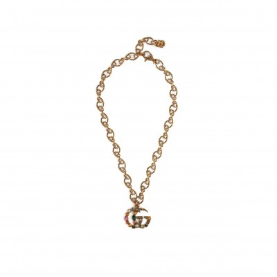 GUCCI GG CRYSTAL-EMBELLISHED PENDANT 